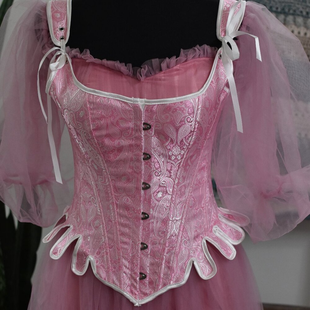 Satin Pink Paisley Corset